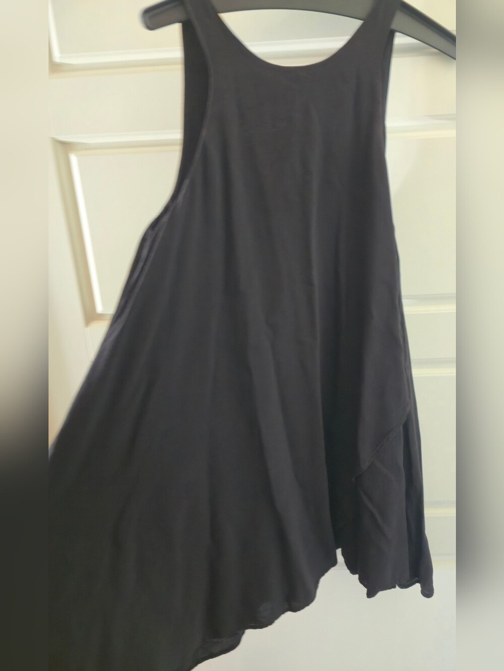 Silence + Noise Summer Dress Sleeveless Rayon L Black Soft Asymmetric Hemline - Picture 7 of 15